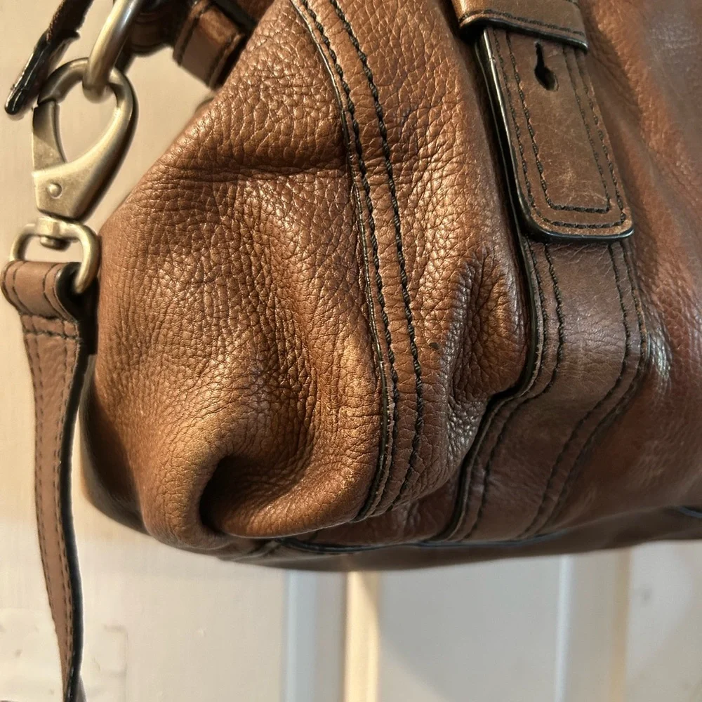 Fossil Brown Leather Satchel with Removable Strap - Picture 7 of 8